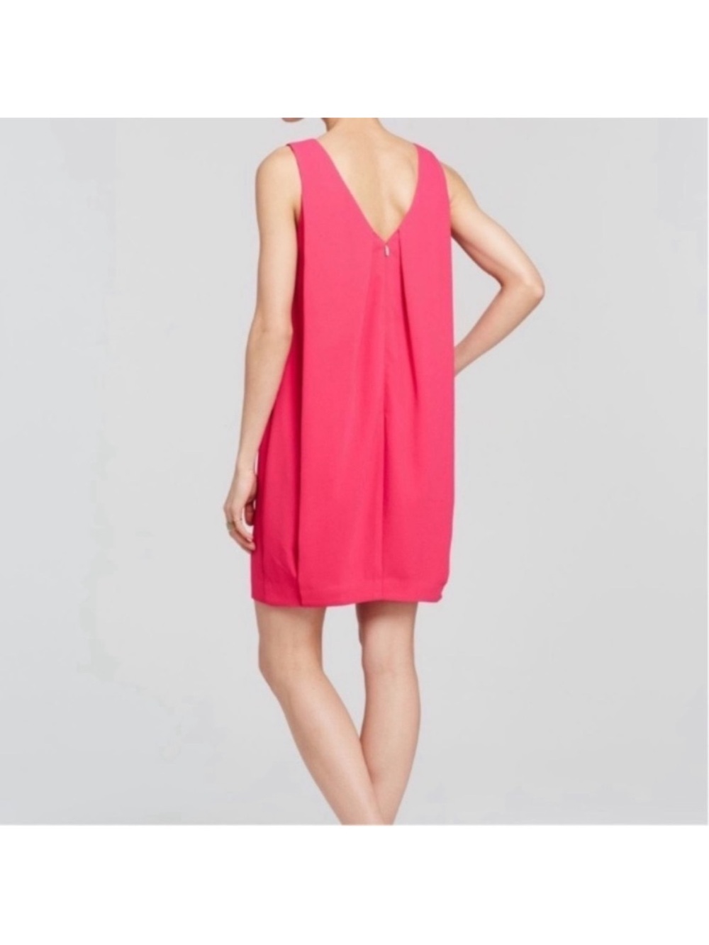 Trina Turk Azure Fuchsia Pink Shift Crepe Dress Sleeveless Size 4 Loose Classic